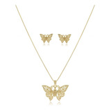 Conjunto Colar Brinco Borboleta
