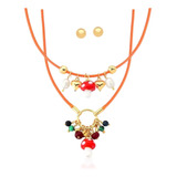 Conjunto Colar Brinco Cogumelo