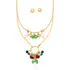 Conjunto Colar Brinco Cogumelo Pedras Semijoia Banho Ouro 18