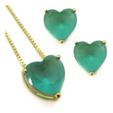 Conjunto Colar Brinco Coracao