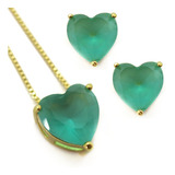 Conjunto Colar Brinco Coracao