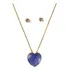 Conjunto Colar Brinco Coração Corrente Dourada Strass Cordão