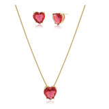 Conjunto Colar Brinco Coracao