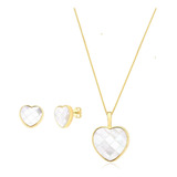 Conjunto Colar Brinco Coracao