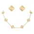 Conjunto Colar Brinco E Choker Trevo Virgínia Grife Ouro 18k