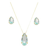 Conjunto Colar Brinco Gota Verde Esmerald Madrinha Casamento