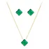 Conjunto Colar Brinco Pedra Verde Folheado Ouro 18 K