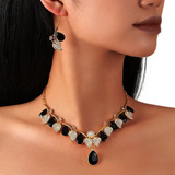 Conjunto Colar Brinco Pedra