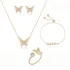 Conjunto Colar Brinco Pulseira Anel Borboleta Folheado 18k