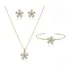 Conjunto Colar Brinco Pulseira Flor Semijoia Folheado Ouro