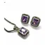 Conjunto Colar Brinco Roxo Marcassita Prata De Lei 925 Cdg 1