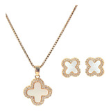 Conjunto Colar Brinco Trevo
