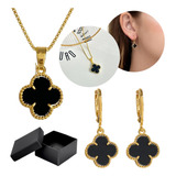 Conjunto Colar Brinco Trevo