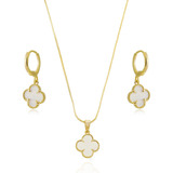 Conjunto Colar Brinco Trevo