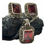 Conjunto Colar Brinco Vermelho