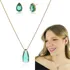 Conjunto Colar Com 3 Pingentes E Brinco Gota Turmalina