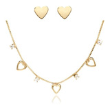 Conjunto Colar Coracao Cristal