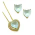 Conjunto Colar E Brinco Coração Cravejado Folheado Ouro 18k