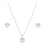 Conjunto Colar E Brinco Coração Prata 925 Pedra Quartzo Rosa