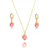 Conjunto Colar E Brinco Coração Swarovski Banhado Ouro 18k