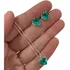 Conjunto Colar E Brinco De Prata 925 Coração Verde Turmalina