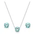 Conjunto Colar E Brinco Em Prata 925 Rodinada Zircônia Azul