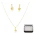 Conjunto Colar E Brinco Flor Com Pedra Banhado A Ouro 18k
