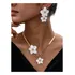 Conjunto Colar E Brinco Flor Elegante Luxo Floral Boho