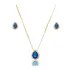 Conjunto Colar E Brinco Gota Azul Fusion Banhado A Ouro