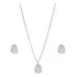 Conjunto Colar E Brinco Gota Prata 925 Pedra Zircônia Cor Prateado