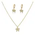 Conjunto Colar E Brinco Laço  Delicado  Folheado Ouro 18k