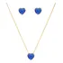 Conjunto Colar E Brinco Pedra Azul Royal Folheado A Ouro 18k