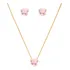 Conjunto Colar E Brinco Pedra Rosa Claro Folheado A Ouro 18k