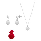 Conjunto Colar E Brinco Perola Folheado A Prata 925 Lindo !!
