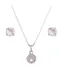 Conjunto Colar E Brinco Redondo Prata 925 Pedra Quartzo Rosa