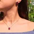 Conjunto Colar E Brincos Festa Pedra Vermelha Rubi Rubelita