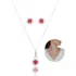 Conjunto Colar E Brincos Florzinha Rubi Prata 700