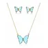 Conjunto Colar Gargantilha Brinco Borboleta Cristal Semijoia