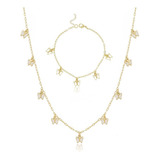 Conjunto Colar Pulseira Borboletas