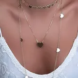 Conjunto Colares Coracoes Folheado