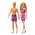 Conjunto Colecionável Casal Bonecos Mattel Brinquedos : Boneca Menina Barbie Loira Fashion Vestido Rosa + Boneco Menino Ken Praia Loiro