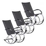 Conjunto Com 3 Cadeiras De Balanço Varanda Trama Original