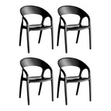 Conjunto Com 4 Cadeiras De Plástico Glass Preto