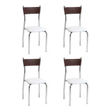 Conjunto Com 4 Cadeiras Vera Marrom E Branco