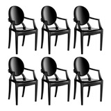 Conjunto Com 6 Cadeiras De Plástico Wind Preto