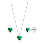 Conjunto Coracao Cristal Verde