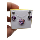 Conjunto Coracao Swarovski Vitrail