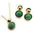 Conjunto Corrente Pingente E Brinco Quartzo Verde Folheado 