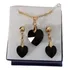 Conjunto Cristal Swarovski Jet Preta 1,4 Cm  Folh. Ouro