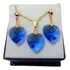 Conjunto Cristal Swarovski Sapphire 1,4 Cm  Folh. Ouro